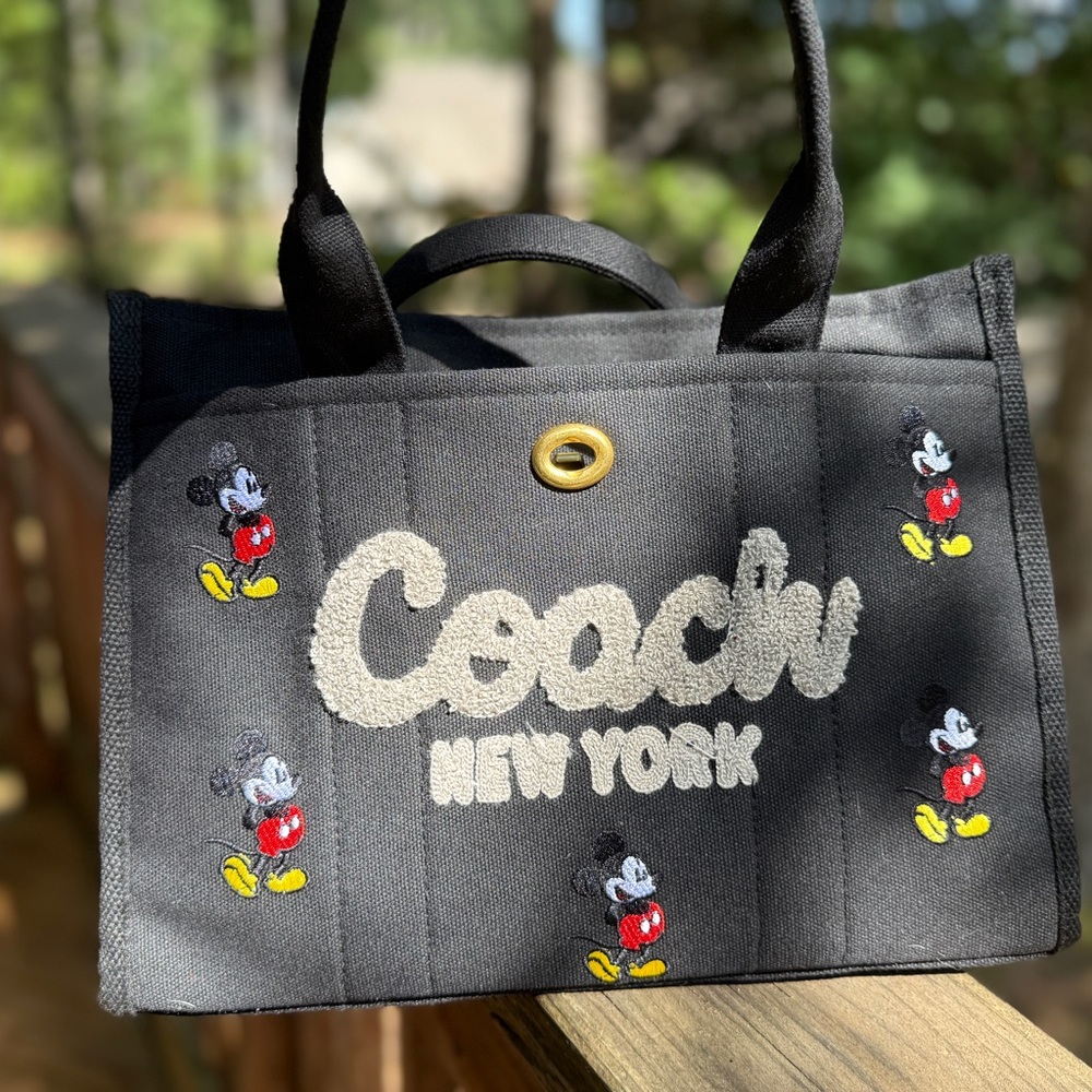 Coach Black Tote with Mickey Mouse Design
